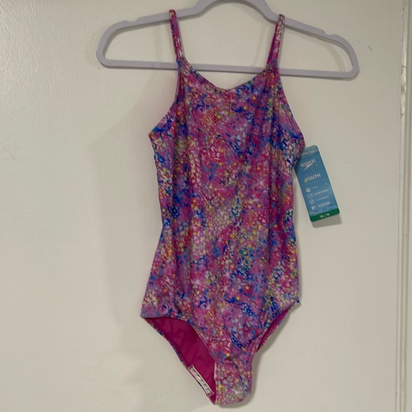 Speedo Bathing Suit for Youth Girls  XL-16 Printed Pink New w/ Tags - Picture 1 of 4